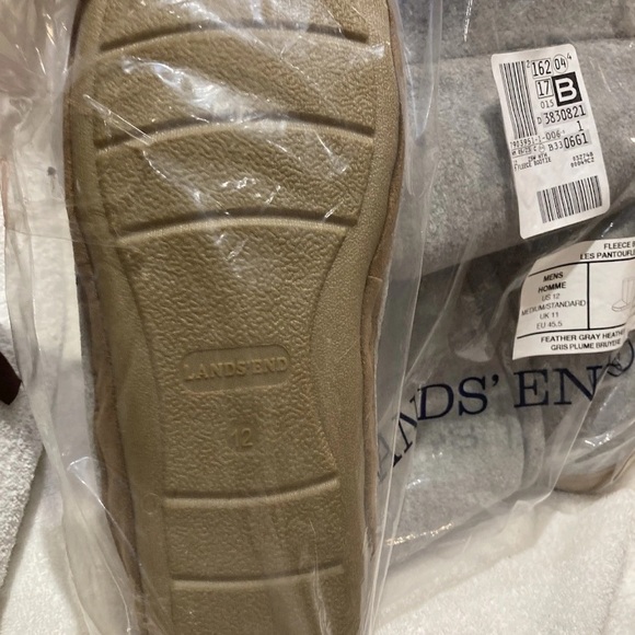Lands' End Soft Gray Fleece leather Booties brand new, and sealed package Sz 12 - Picture 3 of 10